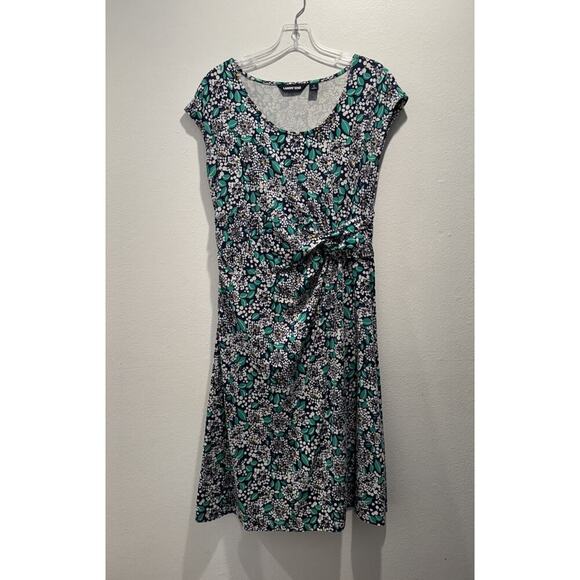 LANDS END Dress Women’s Size Small Gathered Waist Floral Stretch Comfy Preppy - Picture 1 of 6